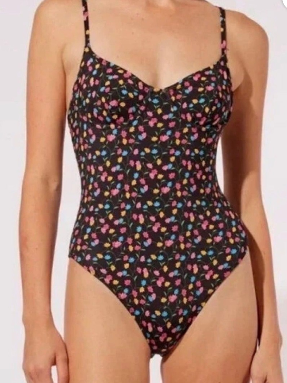 Solid & Striped The Taylor Black Floral One-Piece NWT Size Medium